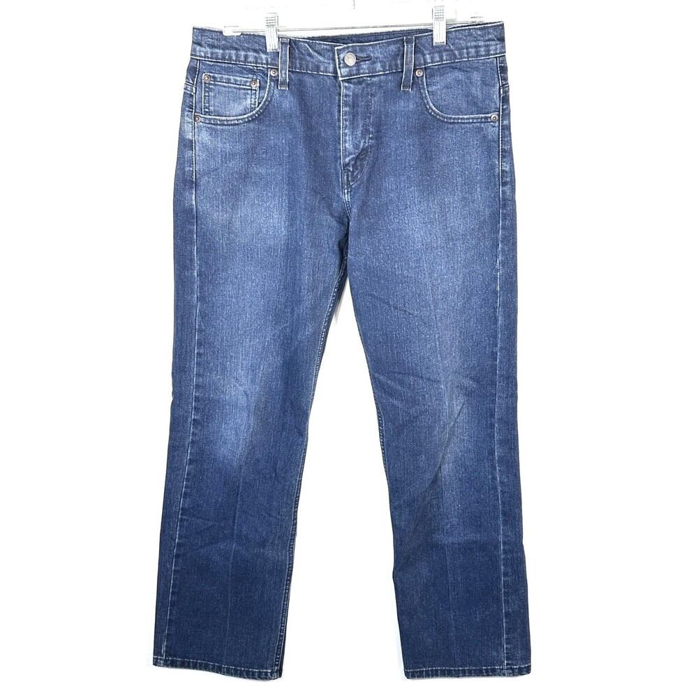 Levi’s 569 Blue Loose Fit Pleated Straight Jeans Med Wash 34x31 Mid Rise